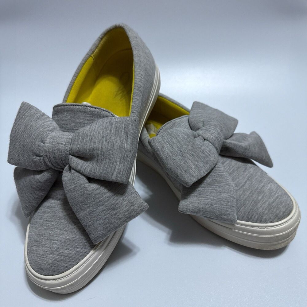 Nine West Womens 8.5M Onosha Slip On Sneaker Bow Platform Gray